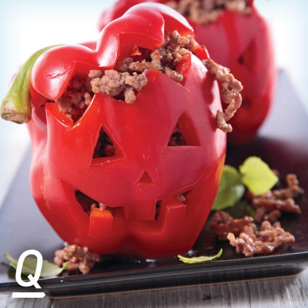 Spooky Stuffed Bell Peppers