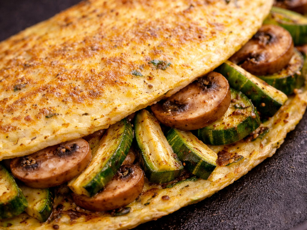 omelette with mushrooms and zucchini