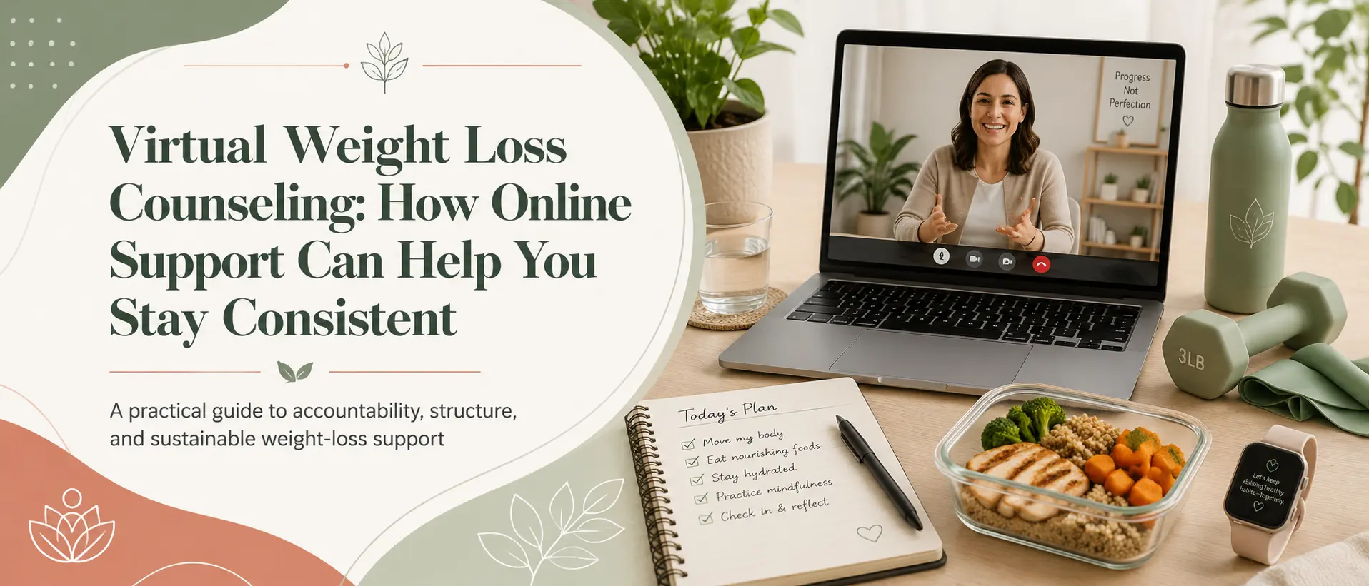 Online weight loss counseling image Online weight loss counseling image, illustrating how virtual support aids in achieving and sustaining weight loss goals.